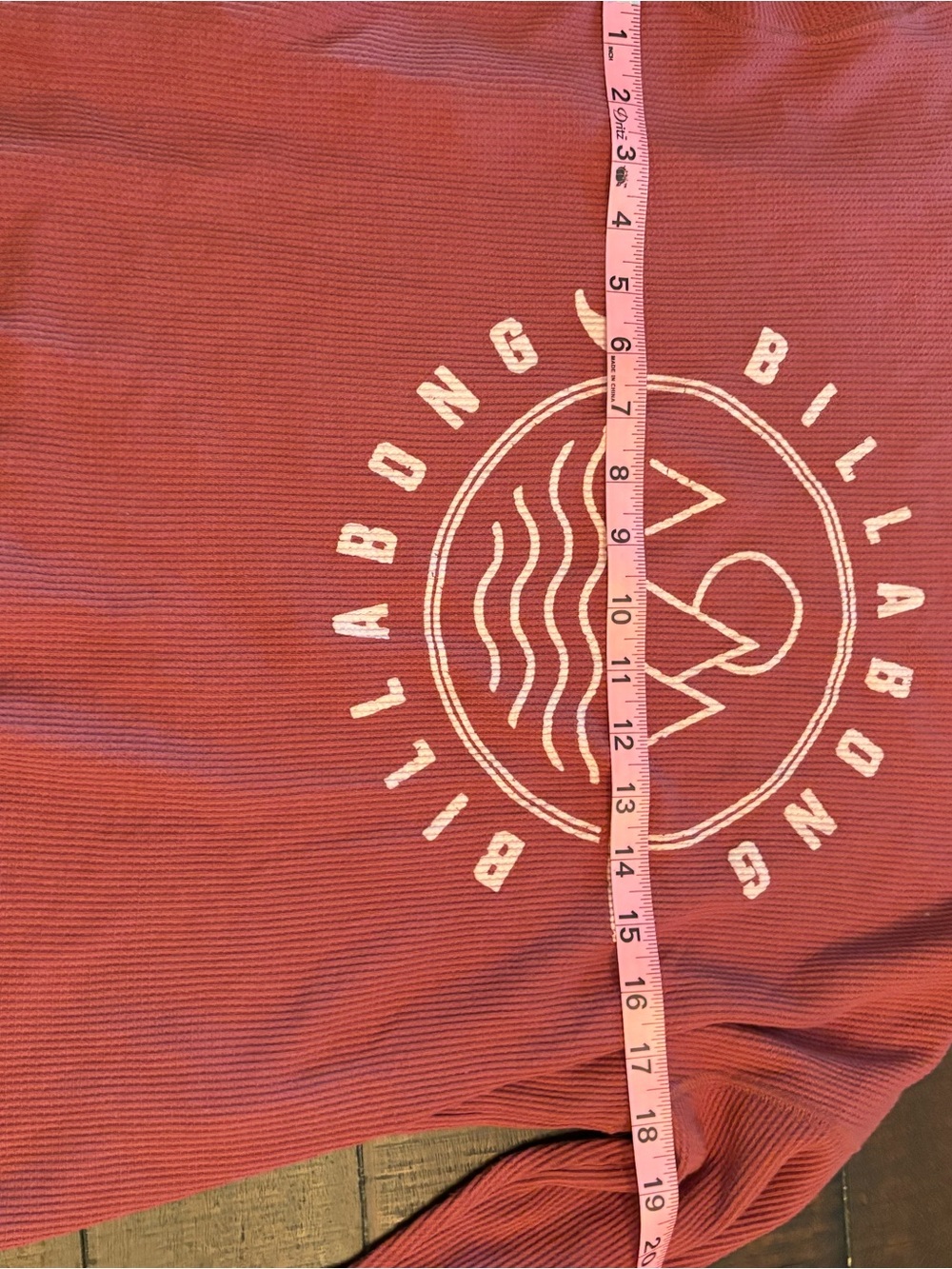 Billabong Rust Long Sleeve Graphic Waffle Crop Top - Picture 7 of 9